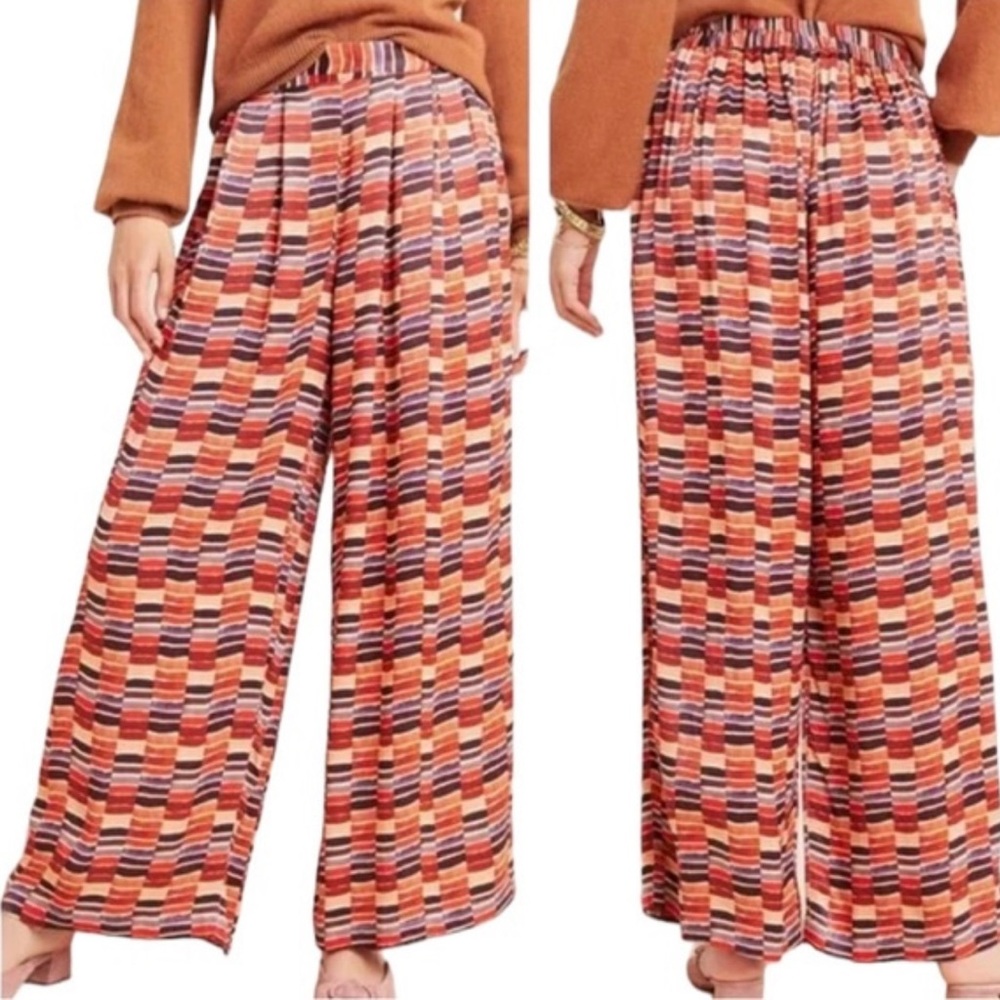 NWT Anthropologie Conditions Apply Handmade Colorful Wide Leg Pants Size…